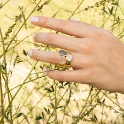 Bague Carmen Labradorite & Quartz en laiton doré-Moonstone Discount