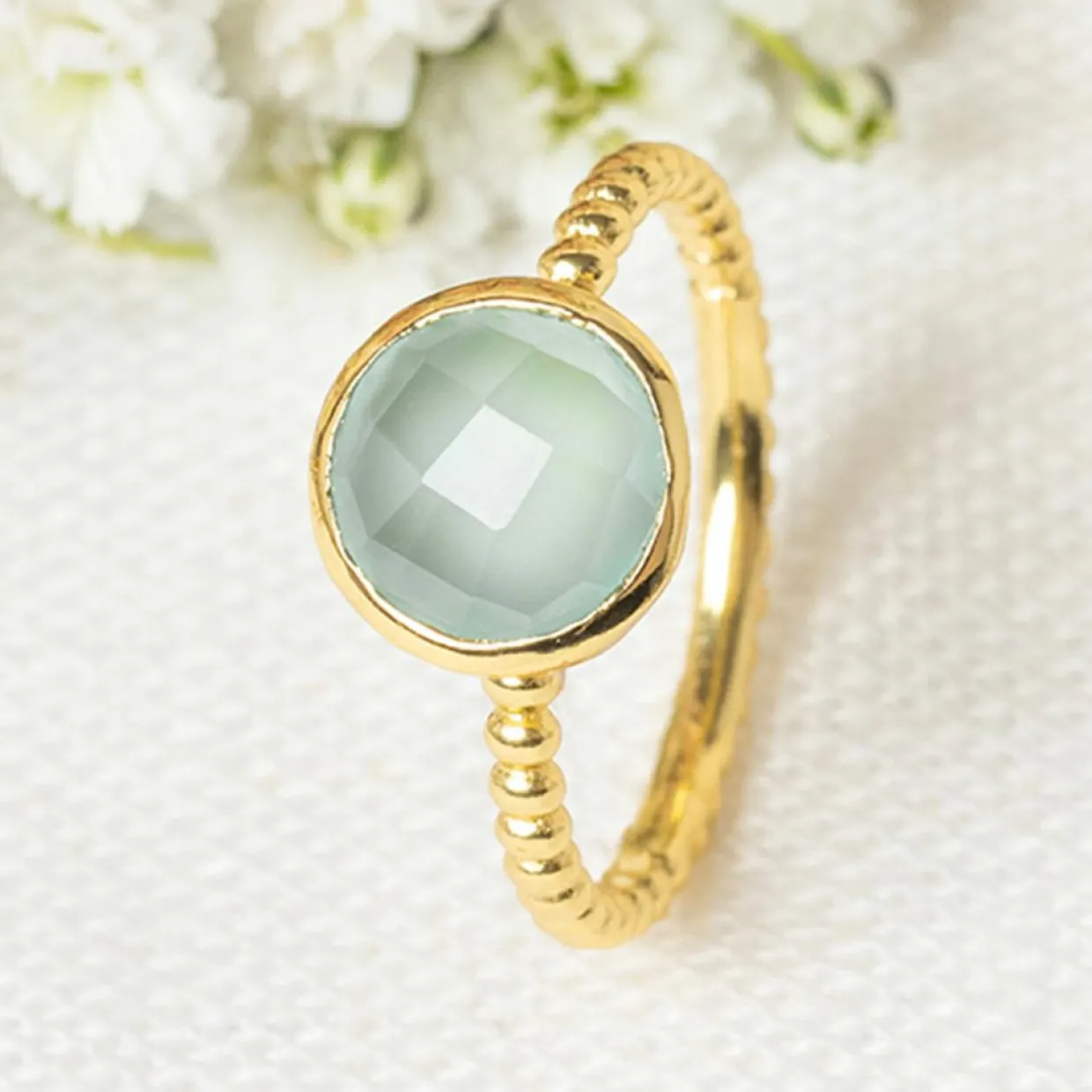 Bague Cataleya Acqua Calci en laiton doré-Moonstone Best