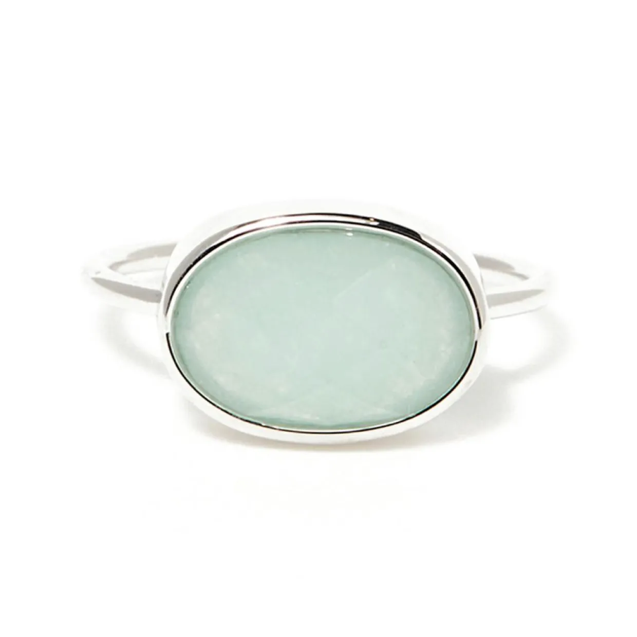 Bague Celia Amazonite en laiton argenté-Moonstone New