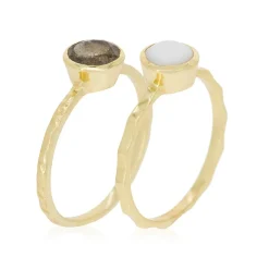 Femme Moonstone Bagues^Bague double Cléa Agathe en Laiton doré