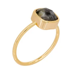Bague Ella Labradorite en laiton doré-Moonstone New