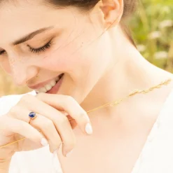 Bague Ella Lapis Lazuli en laiton doré-Moonstone Hot