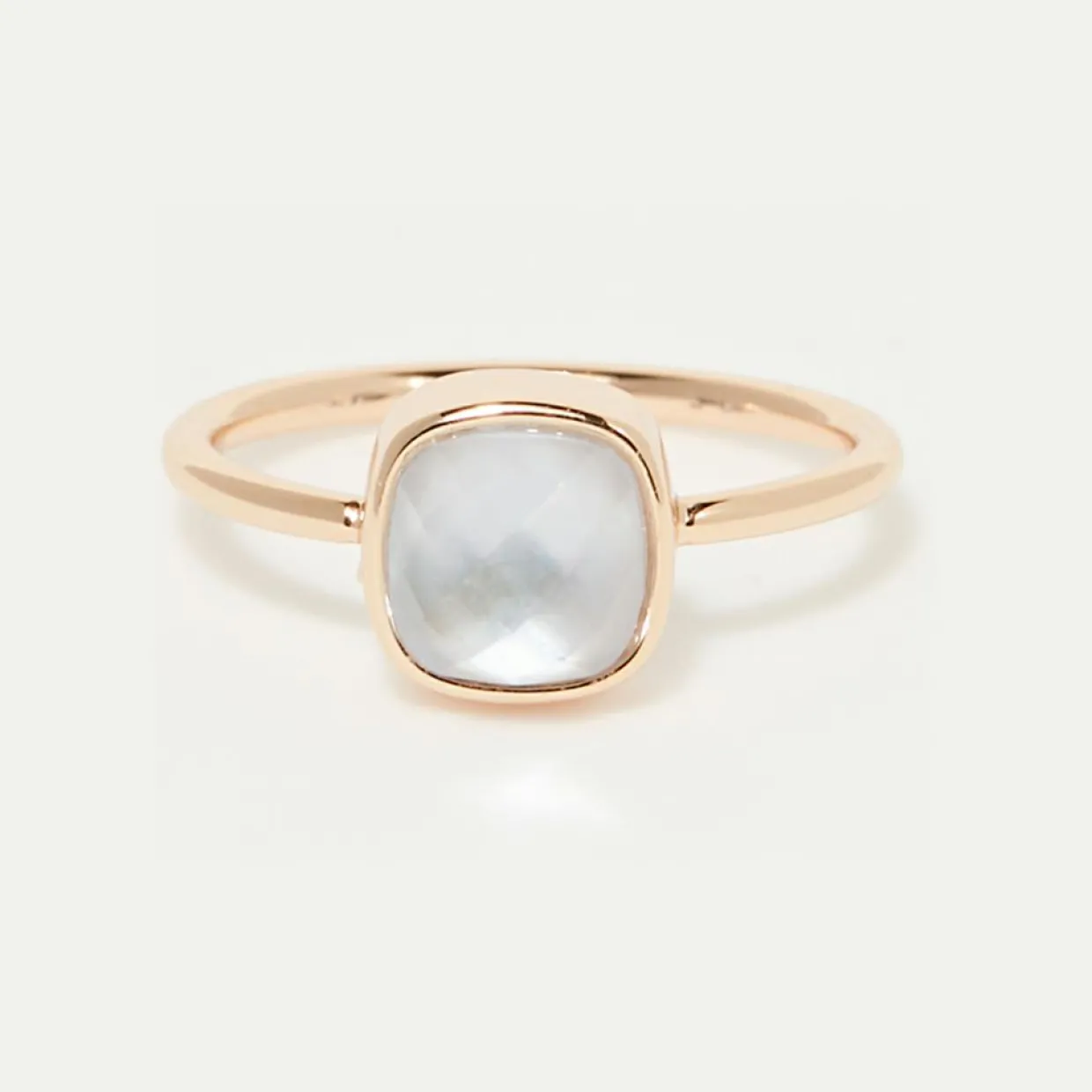 Bague Ella Nacre bleue en laiton doré-Moonstone Best
