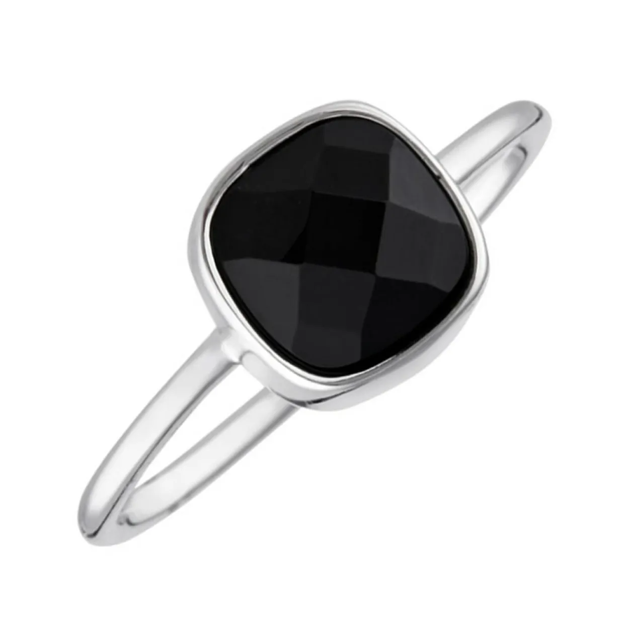 Bague Ella Onyx en laiton argenté-Moonstone Clearance