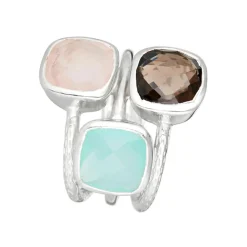 Femme Moonstone Bagues^Bague Elsa Aqua Calci & Quartz en laiton argenté