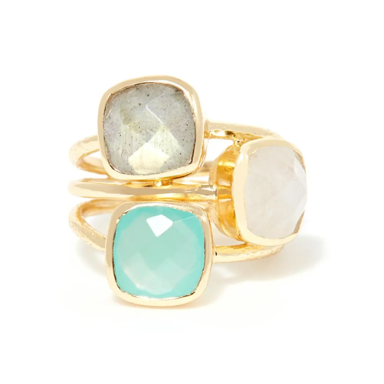 Bague Elsa multipierres en laiton doré-Moonstone Sale