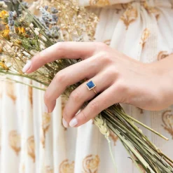 Bague Fiona Lapis en laiton doré-Moonstone Hot