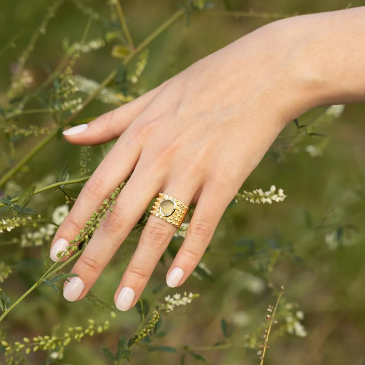 Femme Moonstone Bagues^Bague Gregoria Améthyste Verte en Laiton doré