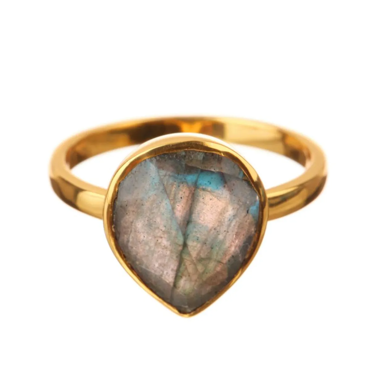 Femme Moonstone Bagues^Bague Ilya Labradorite en laiton doré