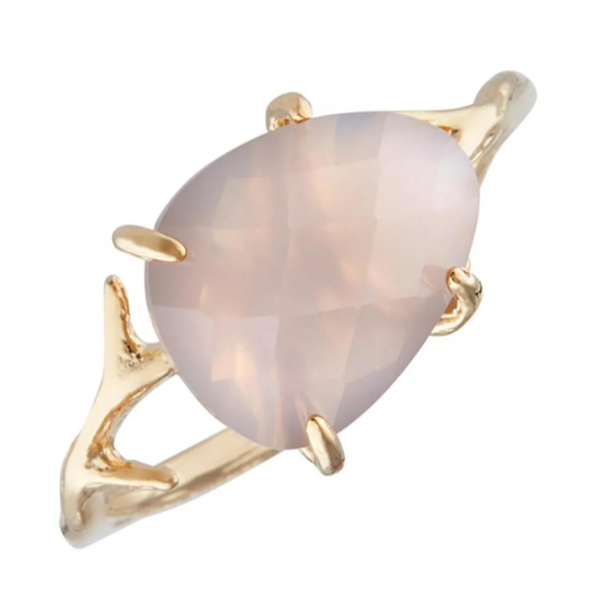 Bague Lily Agate en laiton doré-Moonstone Sale