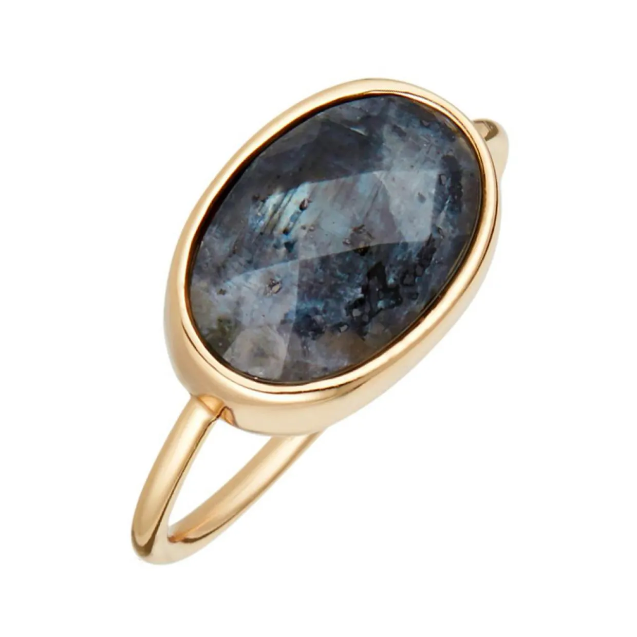 Bague Lisa Labradorite en laiton doré-Moonstone New