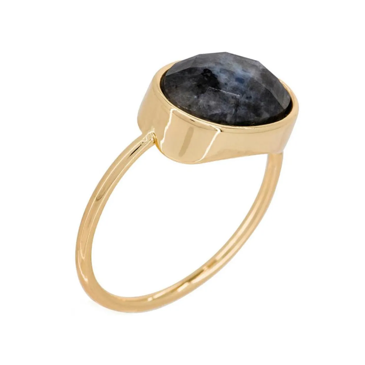 Bague Lisa Labradorite en laiton doré-Moonstone New