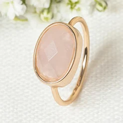 Bague Lisa Quartz en laiton doré-Moonstone