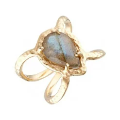 Bague Liva Labradorite en laiton doré-Moonstone Best