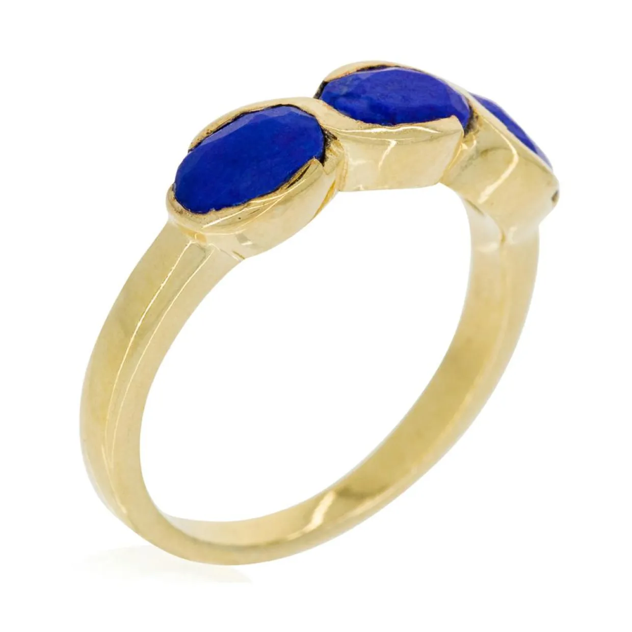 Femme Moonstone Bagues^Bague Lydia Lapis Lazuli en laiton doré