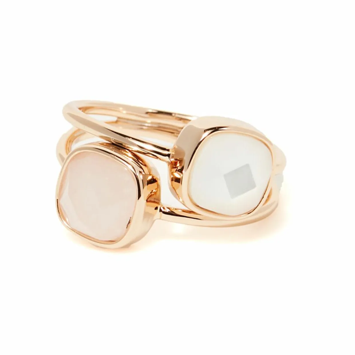 Bague Naelia Quartz rose & Nacre blanche en laiton doré-Moonstone Best