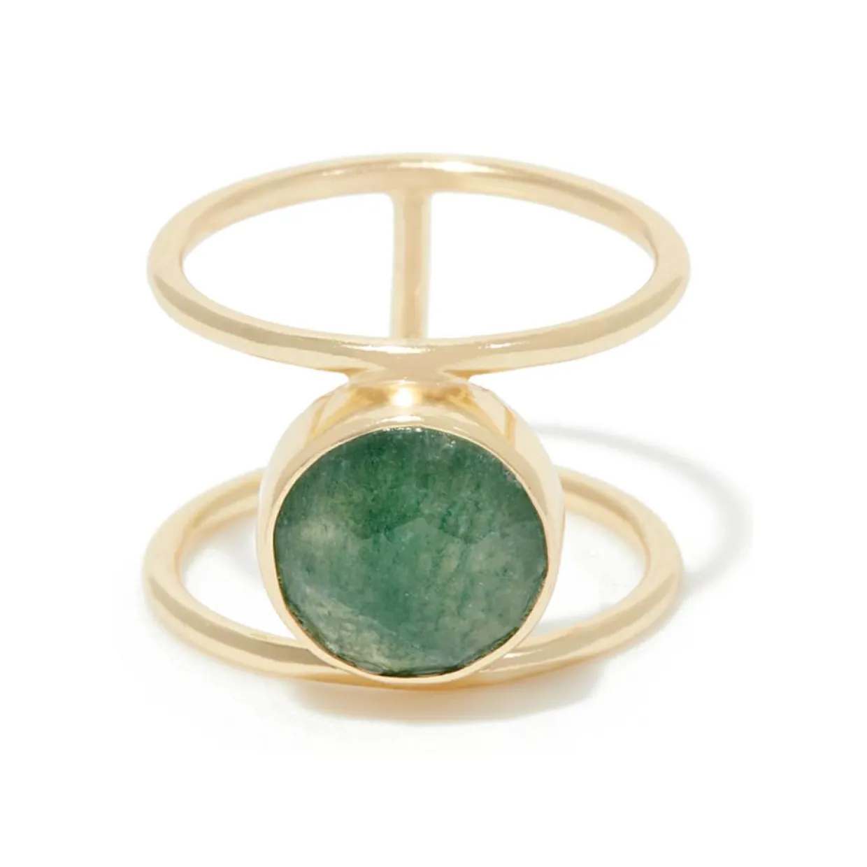 Bague Nicole Aventurine en laiton doré-Moonstone Sale