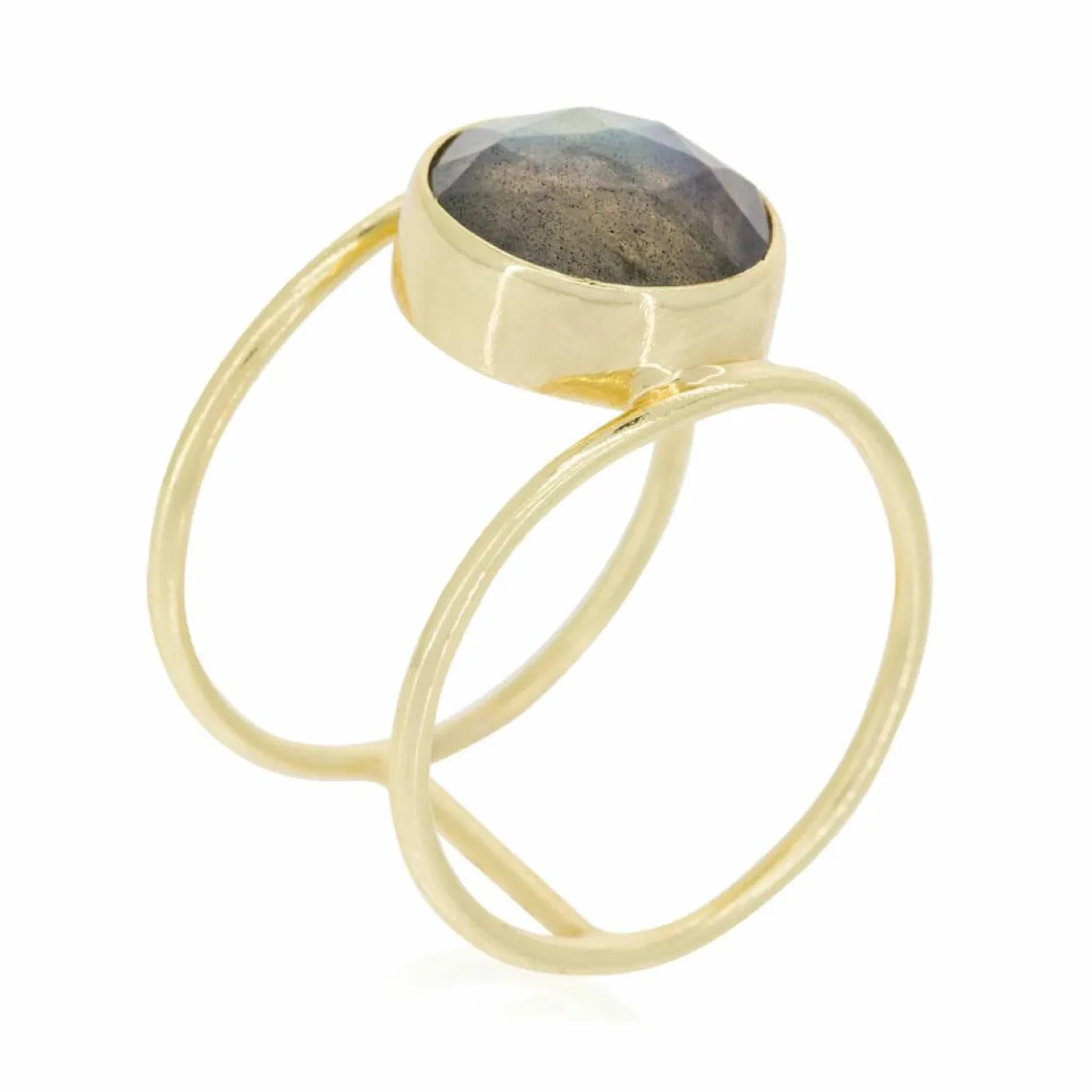 Femme Moonstone Bagues^Bague Nicole Labradorite en laiton doré