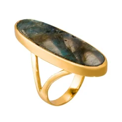 Bague Olivia Labradorite en laiton doré-Moonstone Online
