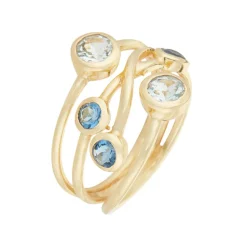 Bague Pampa Topaze bleue & Iolite en laiton doré-Moonstone Clearance