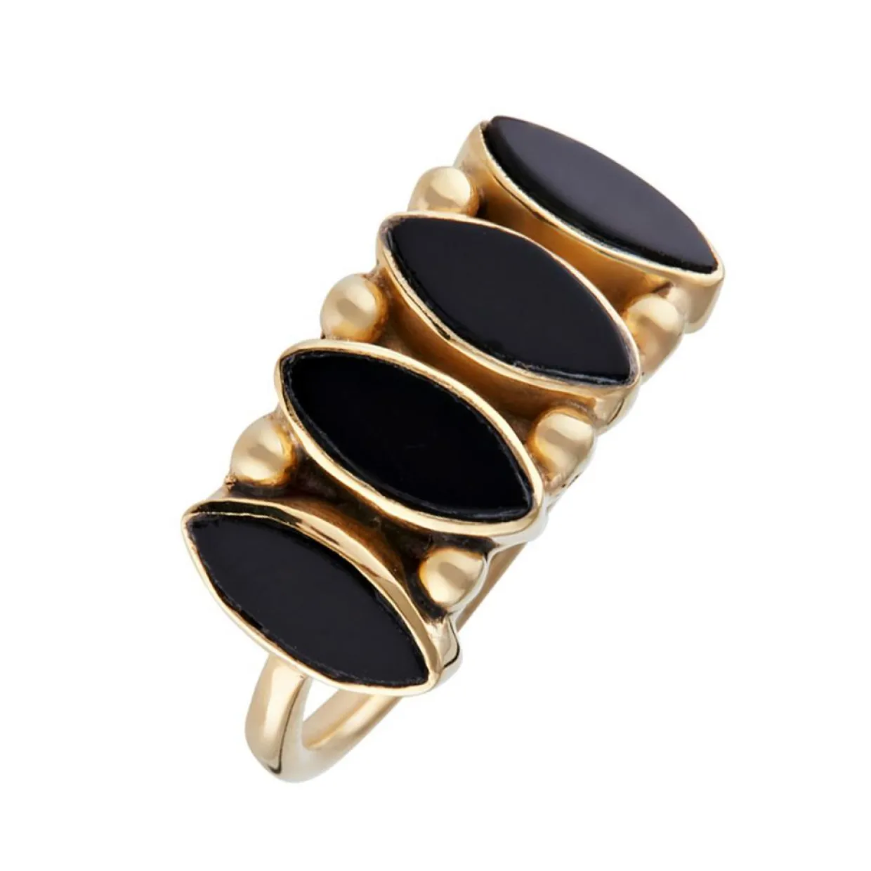 Bague Reina Onyx en laiton doré-Moonstone Discount
