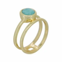 Bague Sadya Amazonite en laiton doré-Moonstone Online