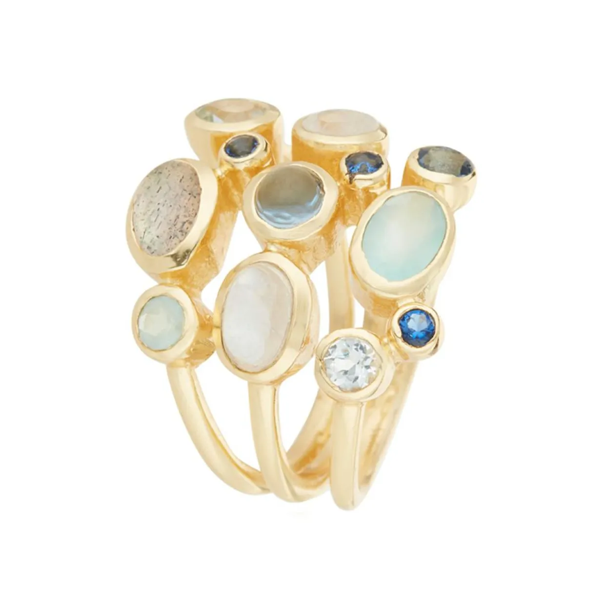 Femme Moonstone Bagues^Bague Saphia Multipierres en laiton doré