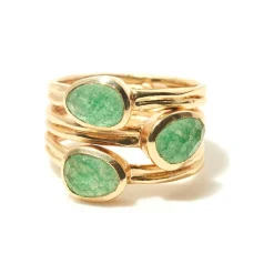 Femme Moonstone Bagues^Bague Suzanne Quartz vert en laiton doré