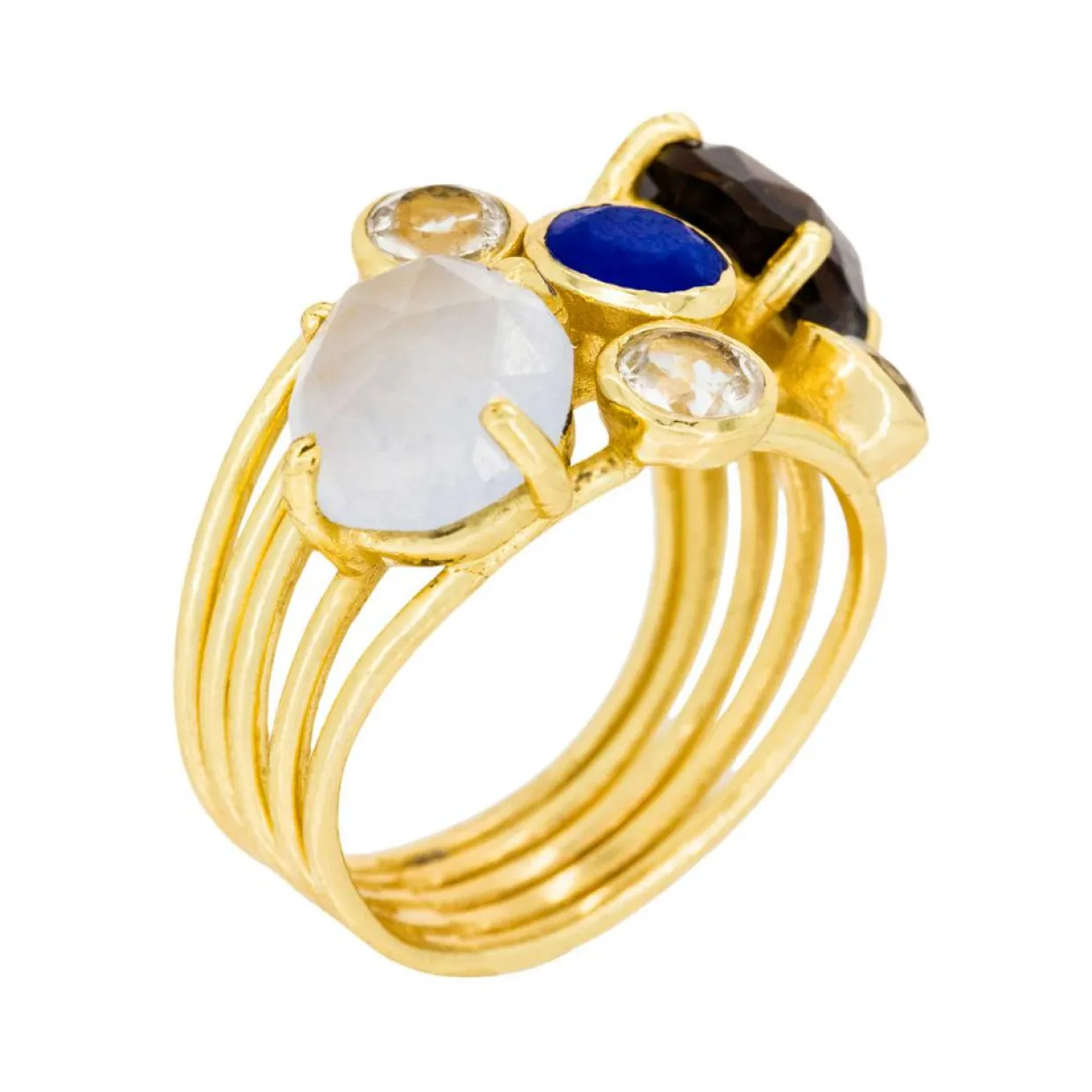 Bague Tanzie Quartz en laiton doré-Moonstone Clearance