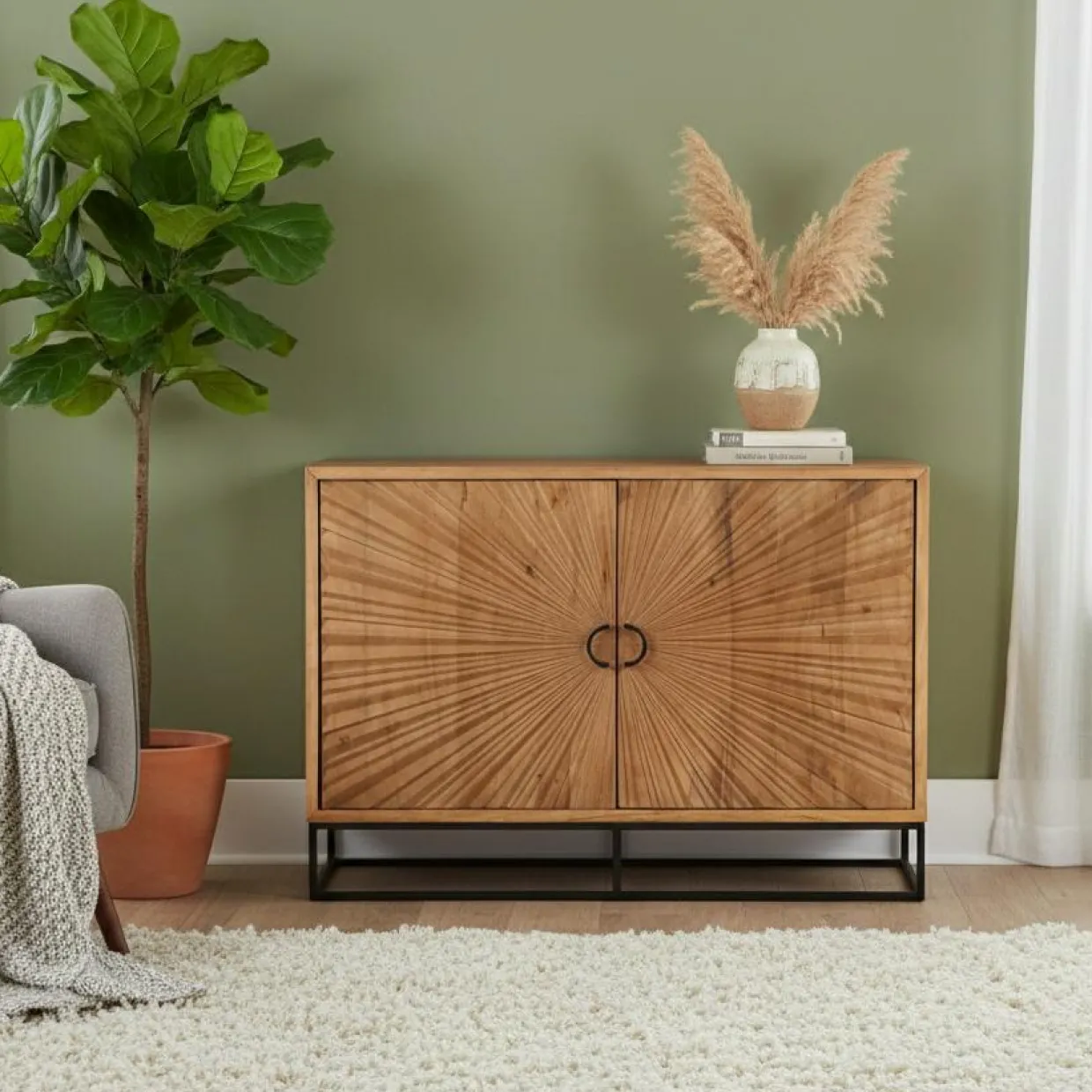 Bois & Chiffons Meubles De Rangement^Bahut 2 portes sculptées Manguier Solaris Beige - 120x42x85 cm