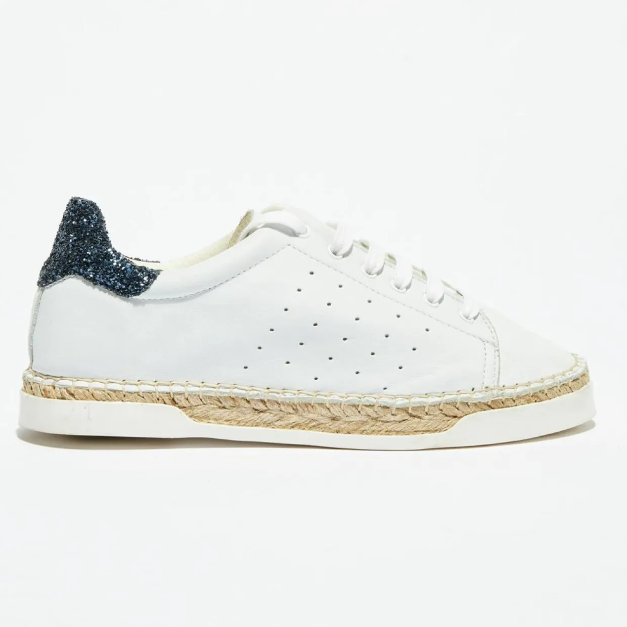 Femme Canal Saint Martin Baskets^Basket espadrilles en Cuir Lancry Glitter blanc/bleu