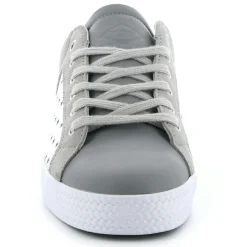 Baskets basses en Velours de Cuir & Cuir gris/argenté-Palladium Discount