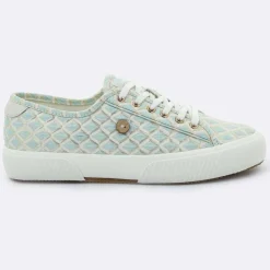 Femme Faguo Baskets^Baskets Birch à carreaux aqua/doré