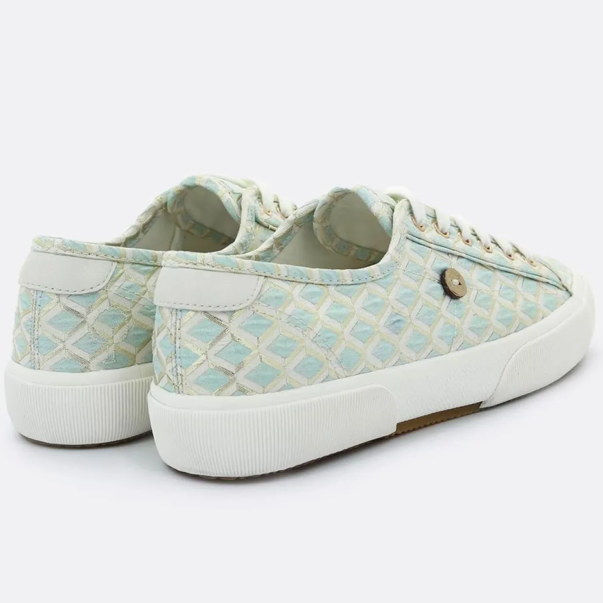 Femme Faguo Baskets^Baskets Birch à carreaux aqua/doré