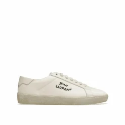 Baskets classiques Court crème-Saint Laurent Discount