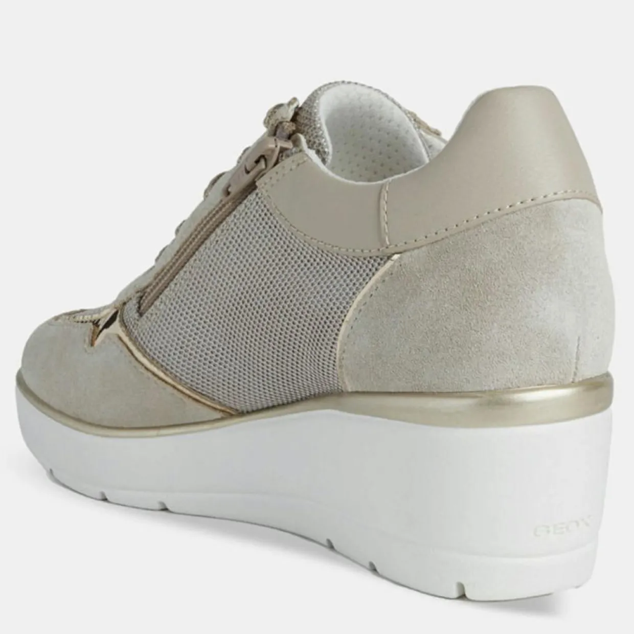 Baskets compensées Ilde beiges - Talon 9 cm-Geox Clearance