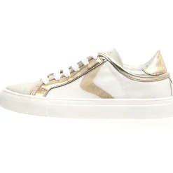 Femme Voile Blanche Baskets^Baskets en Cuir & Velours de Cuir Erika blanc/doré