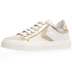 Femme Voile Blanche Baskets^Baskets en Cuir & Velours de Cuir Erika blanc/doré