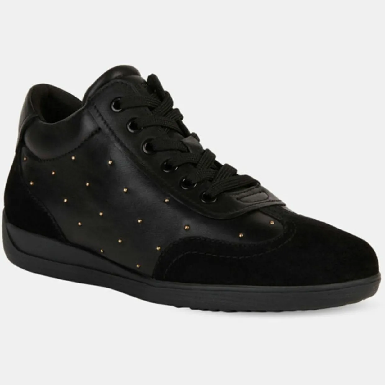 Femme Geox Baskets^Baskets en Cuir & Velours de Cuir Myria noires