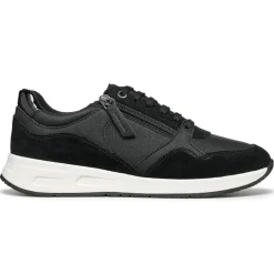 Femme Geox Baskets^Baskets en Cuir & Velours de Cuir Bulmya noires