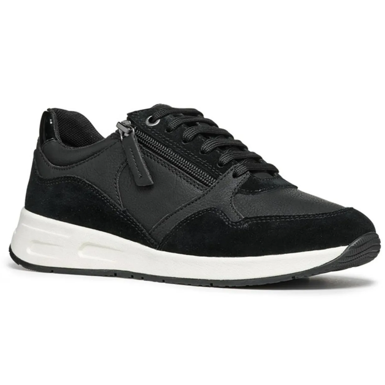 Femme Geox Baskets^Baskets en Cuir & Velours de Cuir Bulmya noires