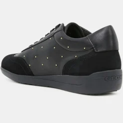 Femme Geox Baskets^Baskets en Cuir & Velours de Cuir Myria noires