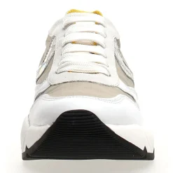 Femme Voile Blanche Baskets^Baskets en Cuir & Velours de Cuir Sheel argenté/gris - Talon 4 cm