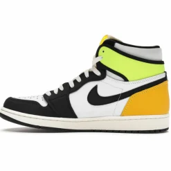 Homme Nike Baskets^Baskets en Cuir Air Jordan 1 High Og Vault blanc/noir/vert fluo/jaune