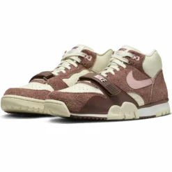 Baskets en Cuir Air Trainer 1 Mid marron/beige/rose-Nike Discount
