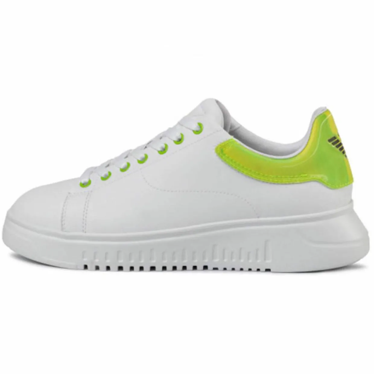 Homme EA7 Baskets^Baskets en Cuir blanc/vert fluo