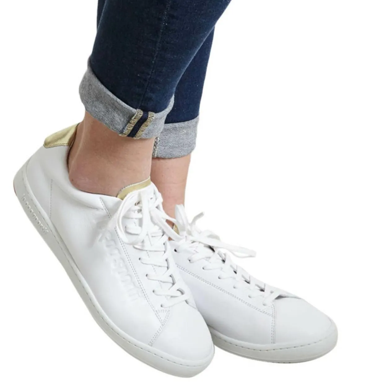 Baskets en Cuir Blazon Made In France blanc/doré-Le Coq Sportif Outlet