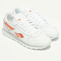 Baskets en Cuir Cl Lthr Bicolore blanc/orange-Reebok Discount