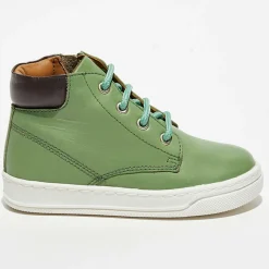 Enfant Apologie Garçon^Baskets en Cuir Gabin vert forêt