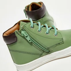 Enfant Apologie Garçon^Baskets en Cuir Gabin vert forêt